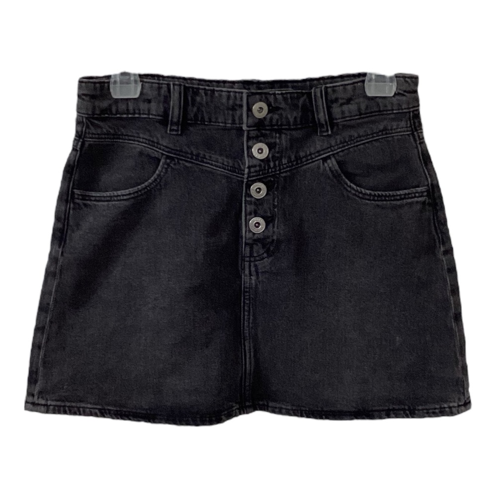 H&M Black Denim Button Front Mini Skirt Youth Size 12-13